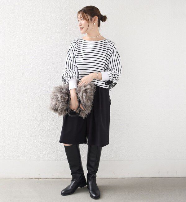 SHIPS for women「【WEB限定】〈手洗い可能〉バック レース 袖 ロング リブ ドルマン プルオーバー」|Tシャツ・カットソー|