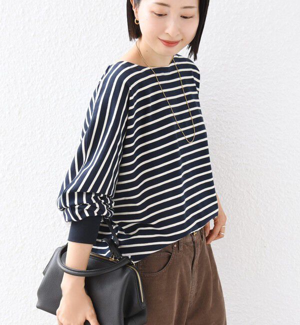 SHIPS for women「【WEB限定】〈手洗い可能〉バック レース 袖 ロング リブ ドルマン プルオーバー」|Tシャツ・カットソー|