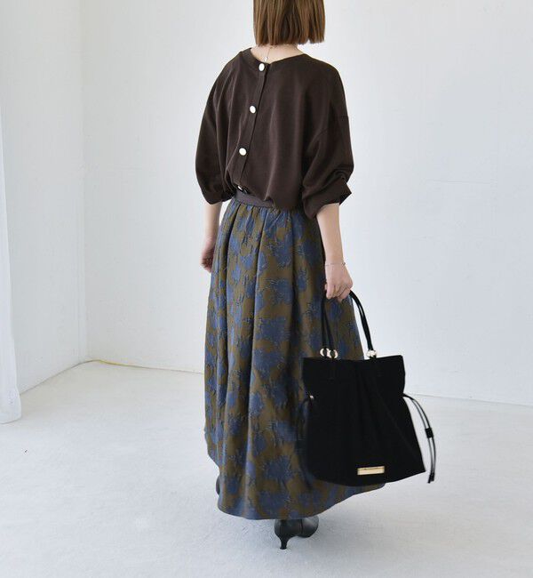 quaranciel「〈洗濯機可能〉シアー ダンボール ボタン Vネック ルーズ プルオーバー」|Tシャツ・カットソー|