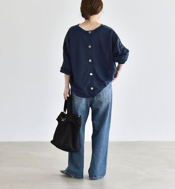 quaranciel「〈洗濯機可能〉シアー ダンボール ボタン Vネック ルーズ プルオーバー」|Tシャツ・カットソー|