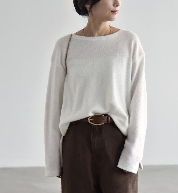 quaranciel「〈洗濯機可能〉シャギー カット ボートネック ルーズ プルオーバー」|Tシャツ・カットソー|