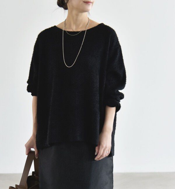 quaranciel「〈洗濯機可能〉シャギー カット ボートネック ルーズ プルオーバー」|Tシャツ・カットソー|
