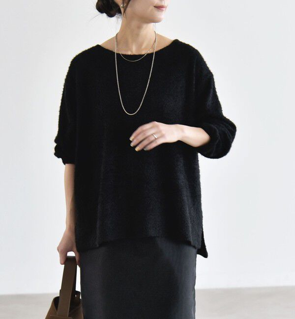 quaranciel「〈洗濯機可能〉シャギー カット ボートネック ルーズ プルオーバー」|Tシャツ・カットソー|
