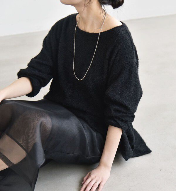 quaranciel「〈洗濯機可能〉シャギー カット ボートネック ルーズ プルオーバー」|Tシャツ・カットソー|
