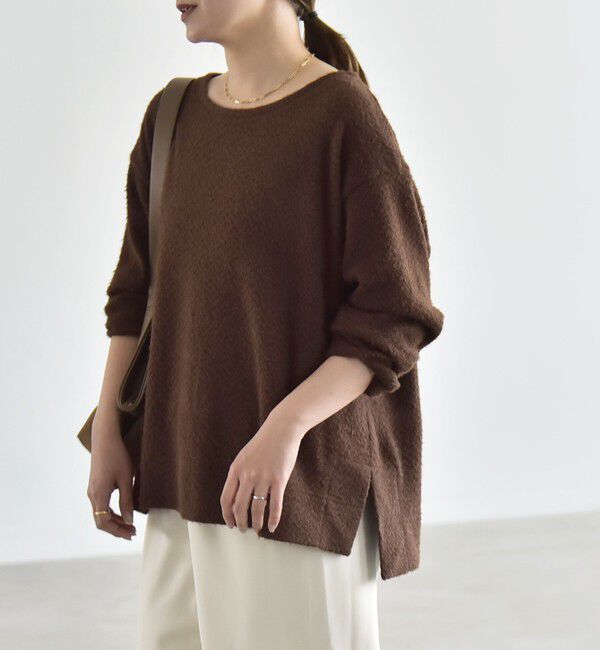 quaranciel「〈洗濯機可能〉シャギー カット ボートネック ルーズ プルオーバー」|Tシャツ・カットソー|