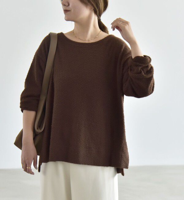 quaranciel「〈洗濯機可能〉シャギー カット ボートネック ルーズ プルオーバー」|Tシャツ・カットソー|