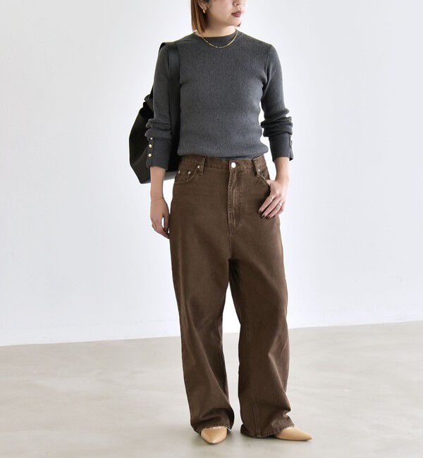 quaranciel「《一部追加予約》〈手洗い可能〉カシミヤ ミックス ハイゲージ クルーネック リブ ニット」|ニット・セーター|