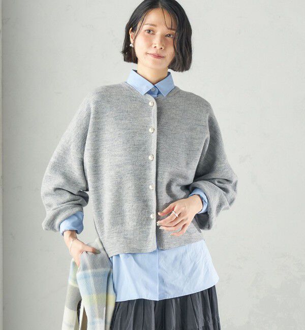 SHIPS for women「《一部追加予約》強縮 ウール パールモチーフ ニット ジャケット」|カーディガン|