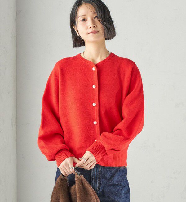 SHIPS for women「《一部追加予約》強縮 ウール パールモチーフ ニット ジャケット」|カーディガン|