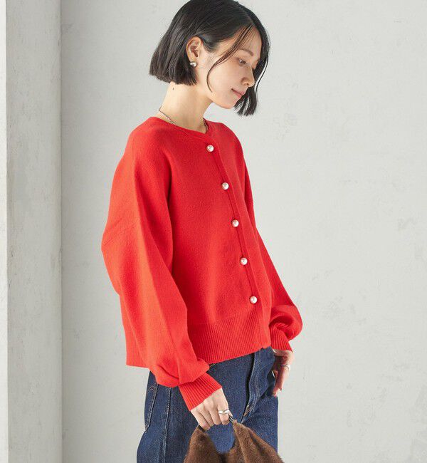 SHIPS for women「《一部追加予約》強縮 ウール パールモチーフ ニット ジャケット」|カーディガン|