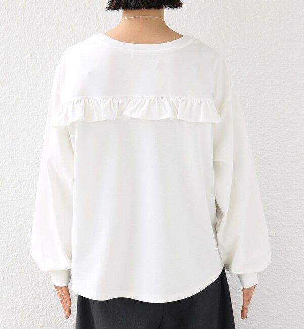 SHIPS for women「【WEB限定】〈洗濯機可能〉オーガニックコットン フリル ロングスリーブ TEE」|Tシャツ・カットソー|