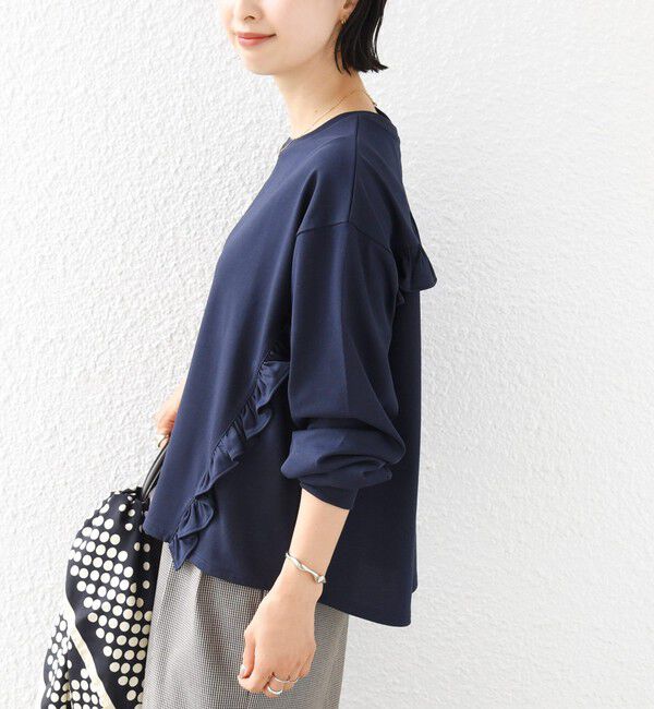 SHIPS for women「【WEB限定】〈洗濯機可能〉オーガニックコットン フリル ロングスリーブ TEE」|Tシャツ・カットソー|