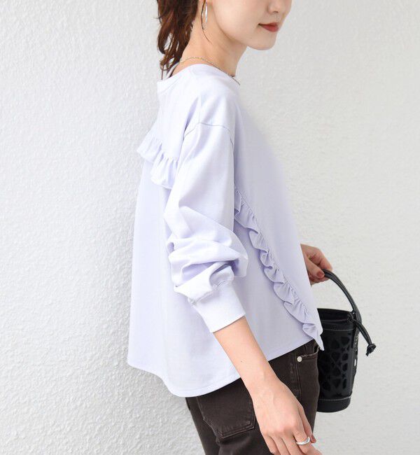 SHIPS for women「【WEB限定】〈洗濯機可能〉オーガニックコットン フリル ロングスリーブ TEE」|Tシャツ・カットソー|