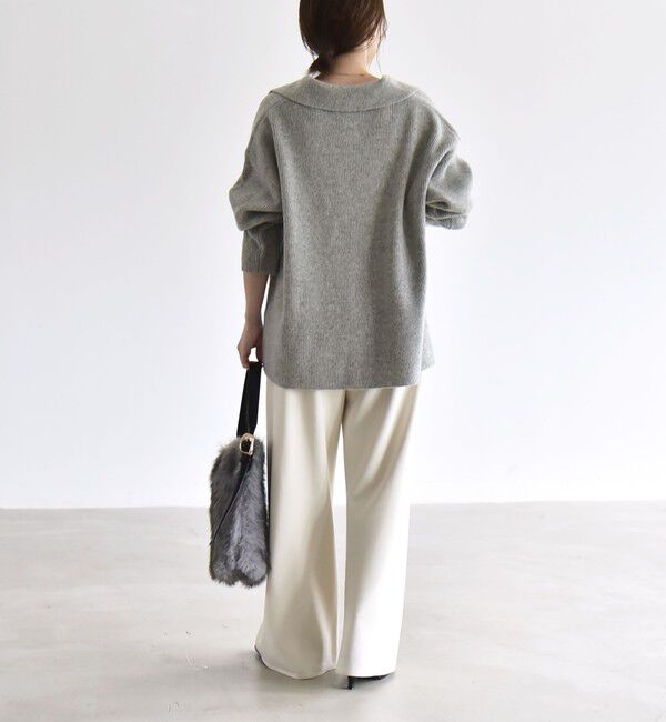 quaranciel「〈手洗い可能〉AQUA カシミヤ ミックス アゼ スキッパー ポロ ニット」|ニット・セーター|