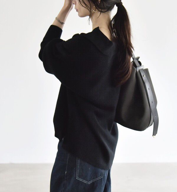 quaranciel「〈手洗い可能〉AQUA カシミヤ ミックス アゼ スキッパー ポロ ニット」|ニット・セーター|