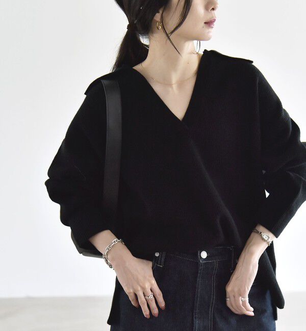 quaranciel「〈手洗い可能〉AQUA カシミヤ ミックス アゼ スキッパー ポロ ニット」|ニット・セーター|
