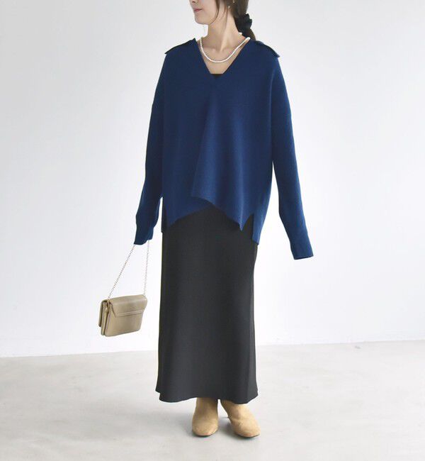 quaranciel「〈手洗い可能〉AQUA カシミヤ ミックス アゼ スキッパー ポロ ニット」|ニット・セーター|