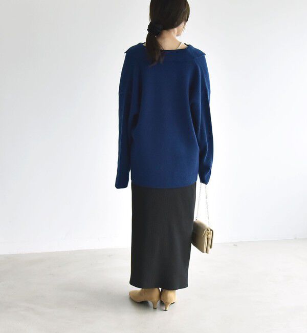 quaranciel「〈手洗い可能〉AQUA カシミヤ ミックス アゼ スキッパー ポロ ニット」|ニット・セーター|