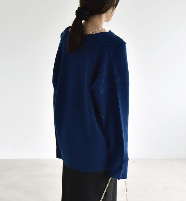 quaranciel「〈手洗い可能〉AQUA カシミヤ ミックス アゼ スキッパー ポロ ニット」|ニット・セーター|