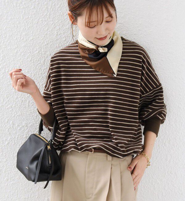 SHIPS for women「【WEB限定】〈手洗い可能〉モール リップル ボーダー 裾 ドロスト プルオーバー」|Tシャツ・カットソー|