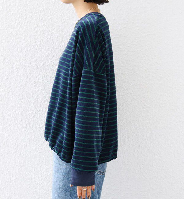 SHIPS for women「【WEB限定】〈手洗い可能〉モール リップル ボーダー 裾 ドロスト プルオーバー」|Tシャツ・カットソー|