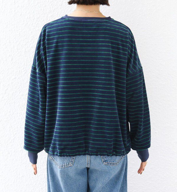 SHIPS for women「【WEB限定】〈手洗い可能〉モール リップル ボーダー 裾 ドロスト プルオーバー」|Tシャツ・カットソー|