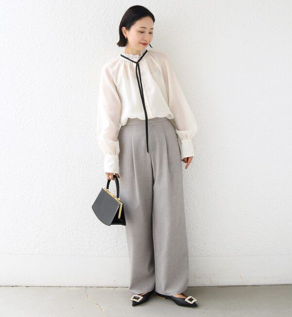 SHIPS for women「【SHIPS別注】troisiemeCHACO:〈手洗い可能〉レース リボン ブラウス（セレモニー対応可）」|シャツ・ブラウス|