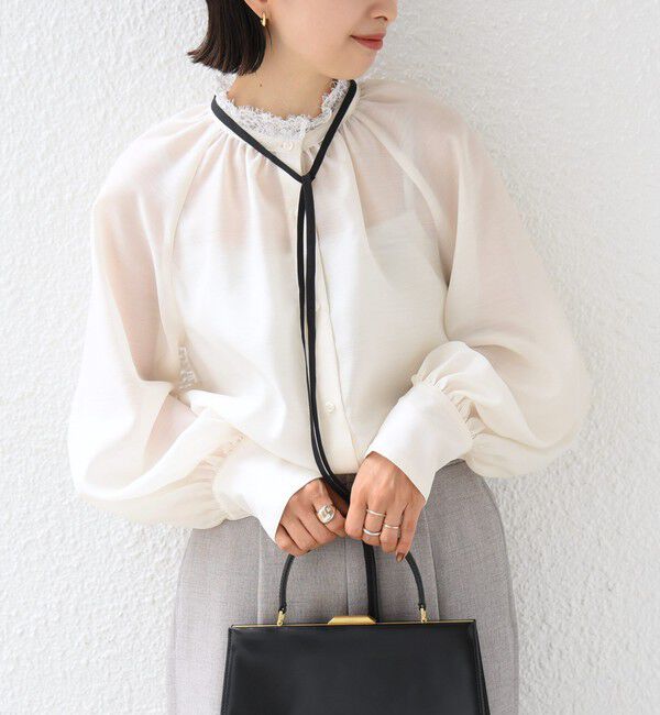 SHIPS for women「【SHIPS別注】troisiemeCHACO:〈手洗い可能〉レース リボン ブラウス（セレモニー対応可）」|シャツ・ブラウス|