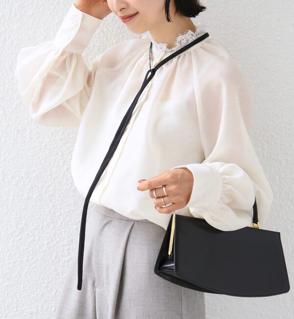 SHIPS for women「【SHIPS別注】troisiemeCHACO:〈手洗い可能〉レース リボン ブラウス（セレモニー対応可）」|シャツ・ブラウス|
