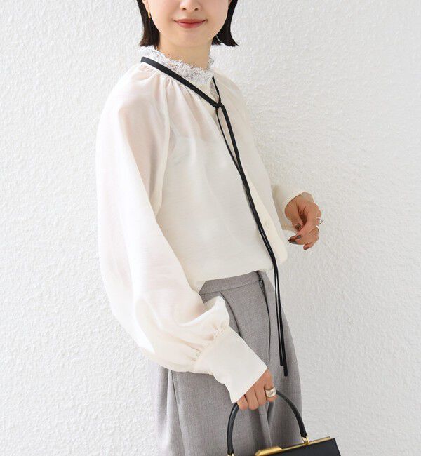 SHIPS for women「【SHIPS別注】troisiemeCHACO:〈手洗い可能〉レース リボン ブラウス（セレモニー対応可）」|シャツ・ブラウス|