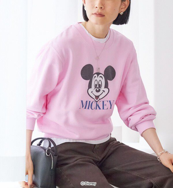 SHIPS for women「【SHIPS別注】GOOD ROCK SPEED:〈洗濯機可能〉MICKEY / LOGO SWEAT」|スウェット・ジャージ|ピンク
