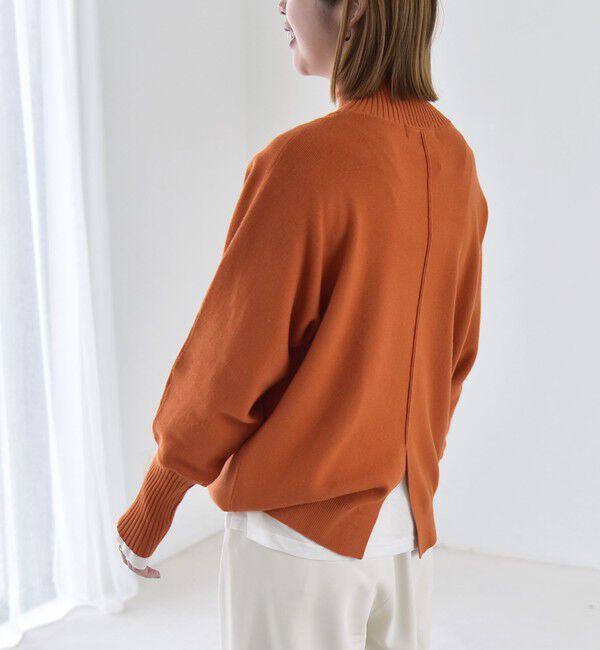 quaranciel「〈洗濯機可能〉タートルネック ラグラン ロングリブ ニット プルオーバー 26AW」|ニット・セーター|オレンジ
