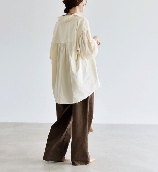 quaranciel「〈洗濯機可能〉シャツコール ギャザー レギュラーカラー ルーズ シャツ」|シャツ・ブラウス|