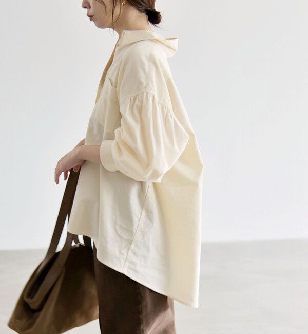 quaranciel「〈洗濯機可能〉シャツコール ギャザー レギュラーカラー ルーズ シャツ」|シャツ・ブラウス|