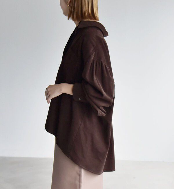 quaranciel「〈洗濯機可能〉シャツコール ギャザー レギュラーカラー ルーズ シャツ」|シャツ・ブラウス|