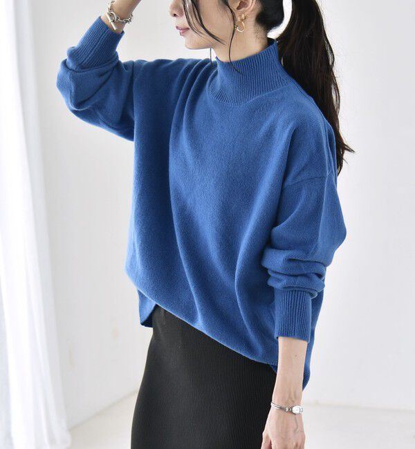 quaranciel「〈手洗い可能〉AQUA カシミヤ ミックス ハイネック スリット ニット」|ニット・セーター|