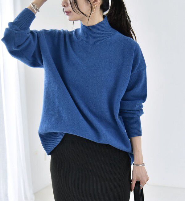 quaranciel「〈手洗い可能〉AQUA カシミヤ ミックス ハイネック スリット ニット」|ニット・セーター|