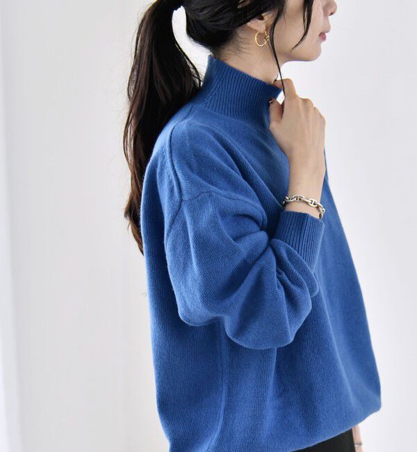 quaranciel「〈手洗い可能〉AQUA カシミヤ ミックス ハイネック スリット ニット」|ニット・セーター|