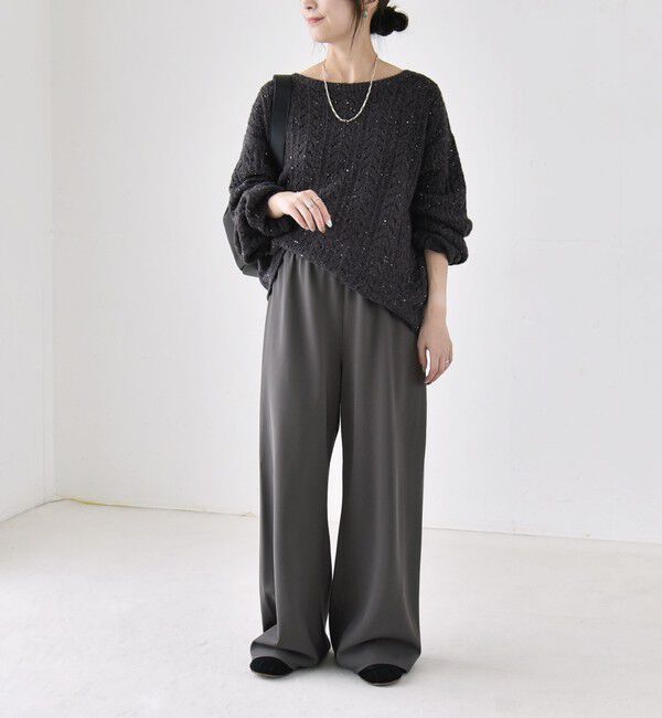 quaranciel「〈手洗い可能〉スパンコール 透かし編み ルーズ ニット」|ニット・セーター|