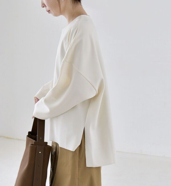 quaranciel「《予約》〈手洗い可能〉カットジョーゼット ハーフジップ クルーネック プルオーバー」|Tシャツ・カットソー|