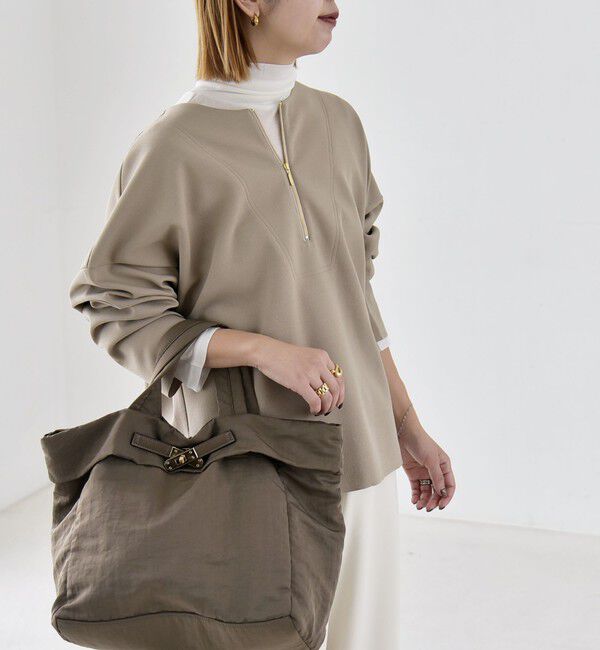 quaranciel「《予約》〈手洗い可能〉カットジョーゼット ハーフジップ クルーネック プルオーバー」|Tシャツ・カットソー|