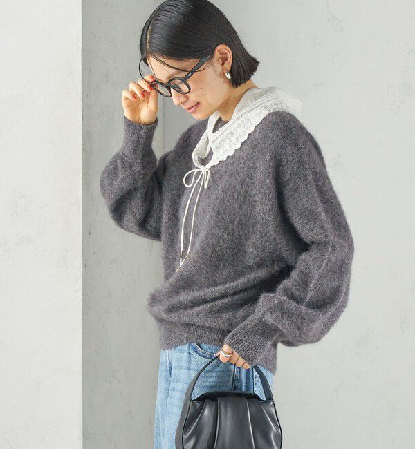 SHIPS for women「《予約》杢 フォックス カシミヤ クルーネック プルオーバー 26AW」|ニット・セーター|