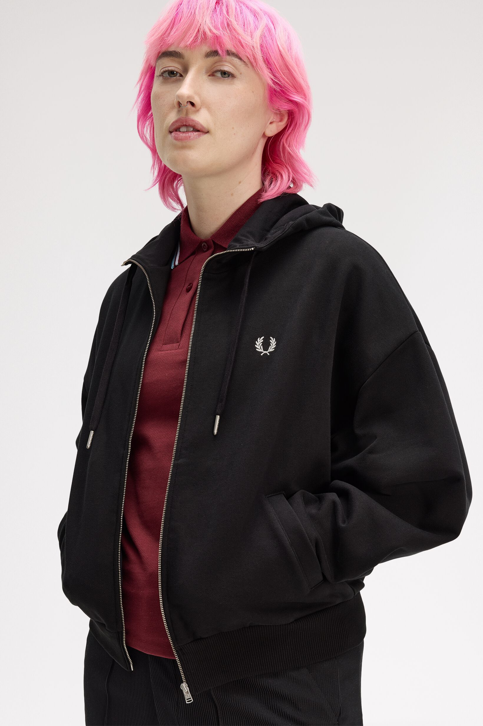 FRED PERRY 「FRED PERRY／Tipped Hooded Sweatshirt／ティップラインフードスウェットシャツ」|パーカー|BLACK