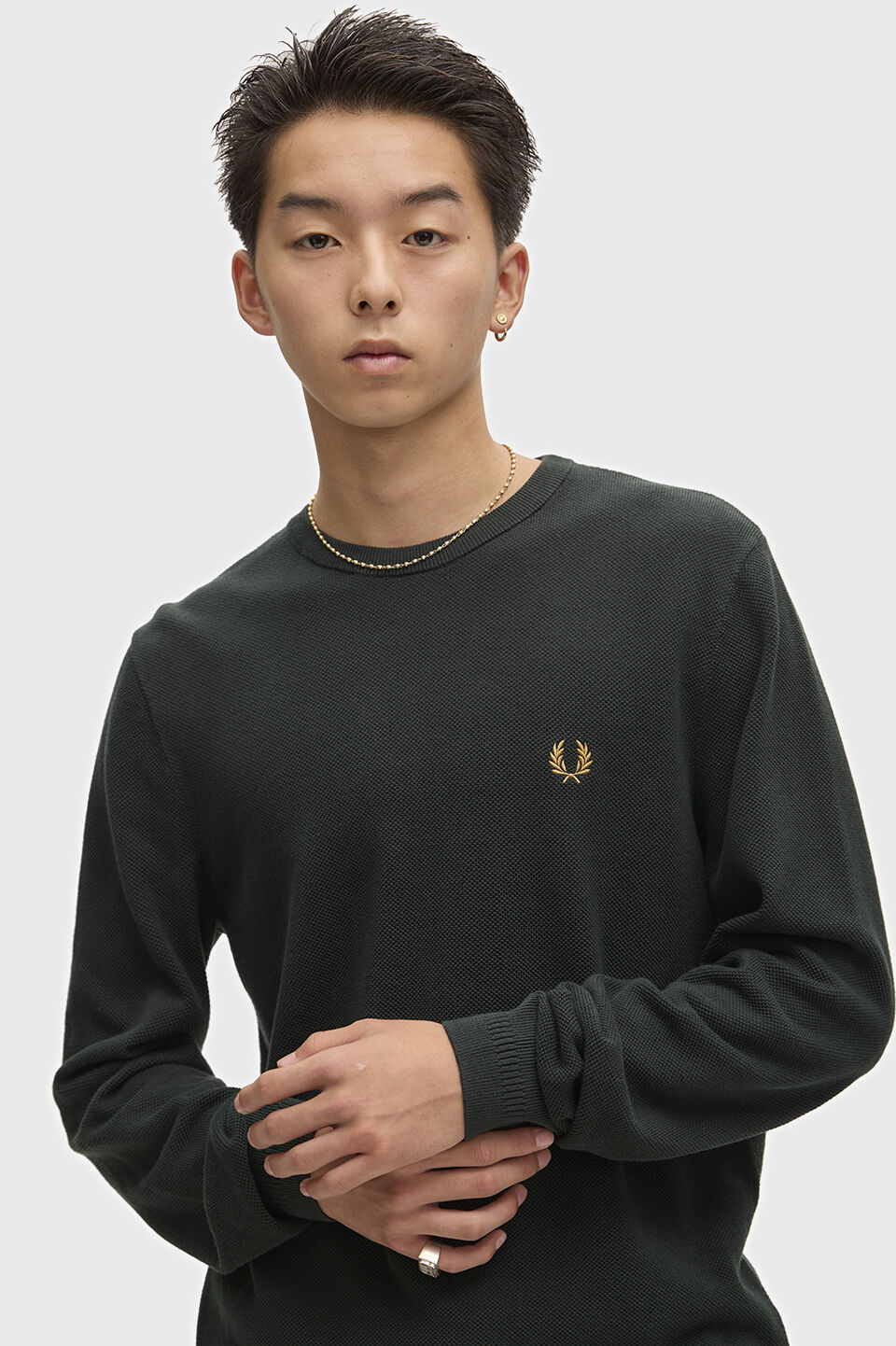 FRED PERRY 「FRED PERRY／Pique Stitch Jumper／ワンポイントロゴ ピケステッチニット」|Tシャツ・カットソー|