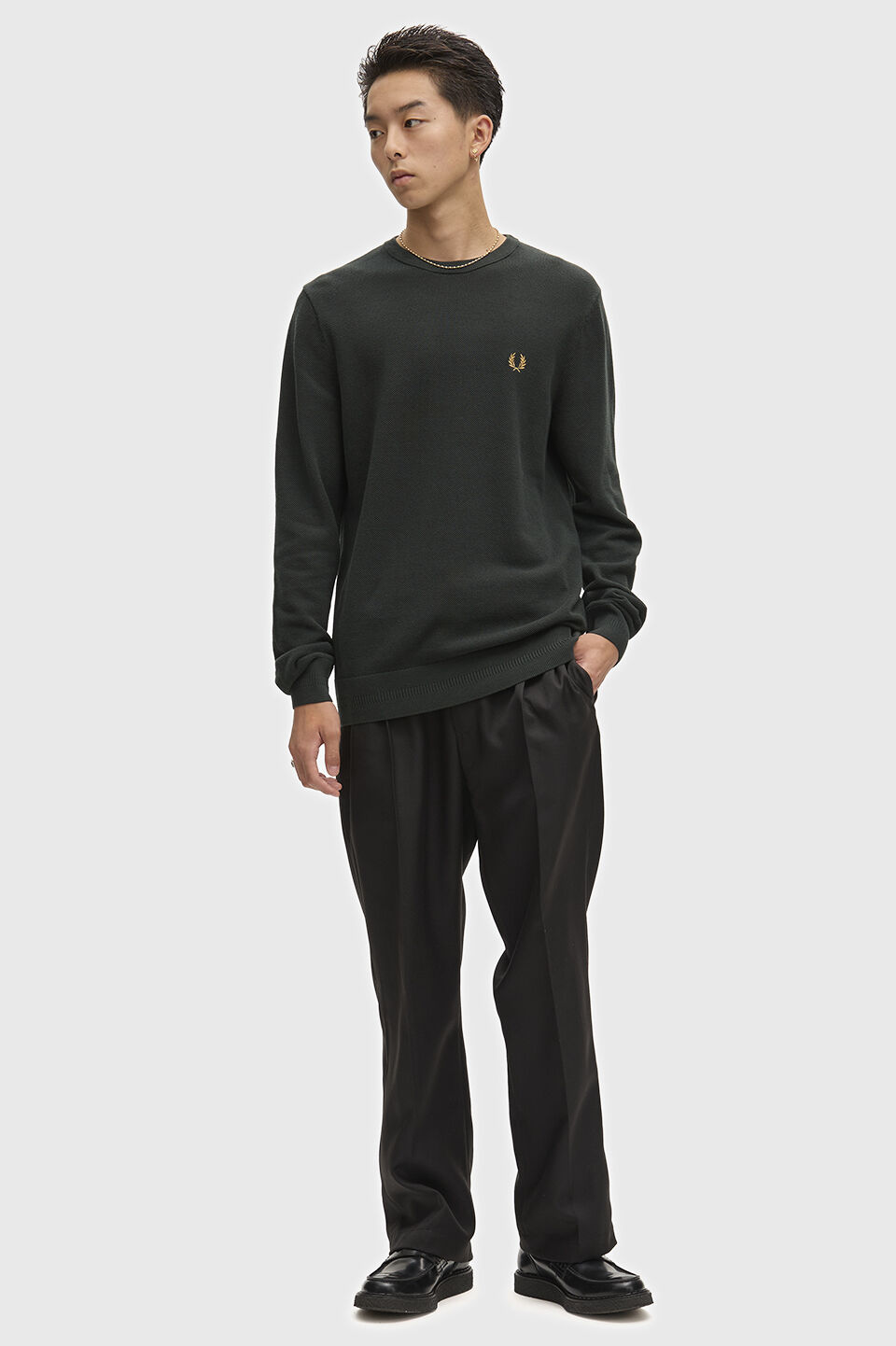 FRED PERRY 「FRED PERRY／Pique Stitch Jumper／ワンポイントロゴ ピケステッチニット」|Tシャツ・カットソー|