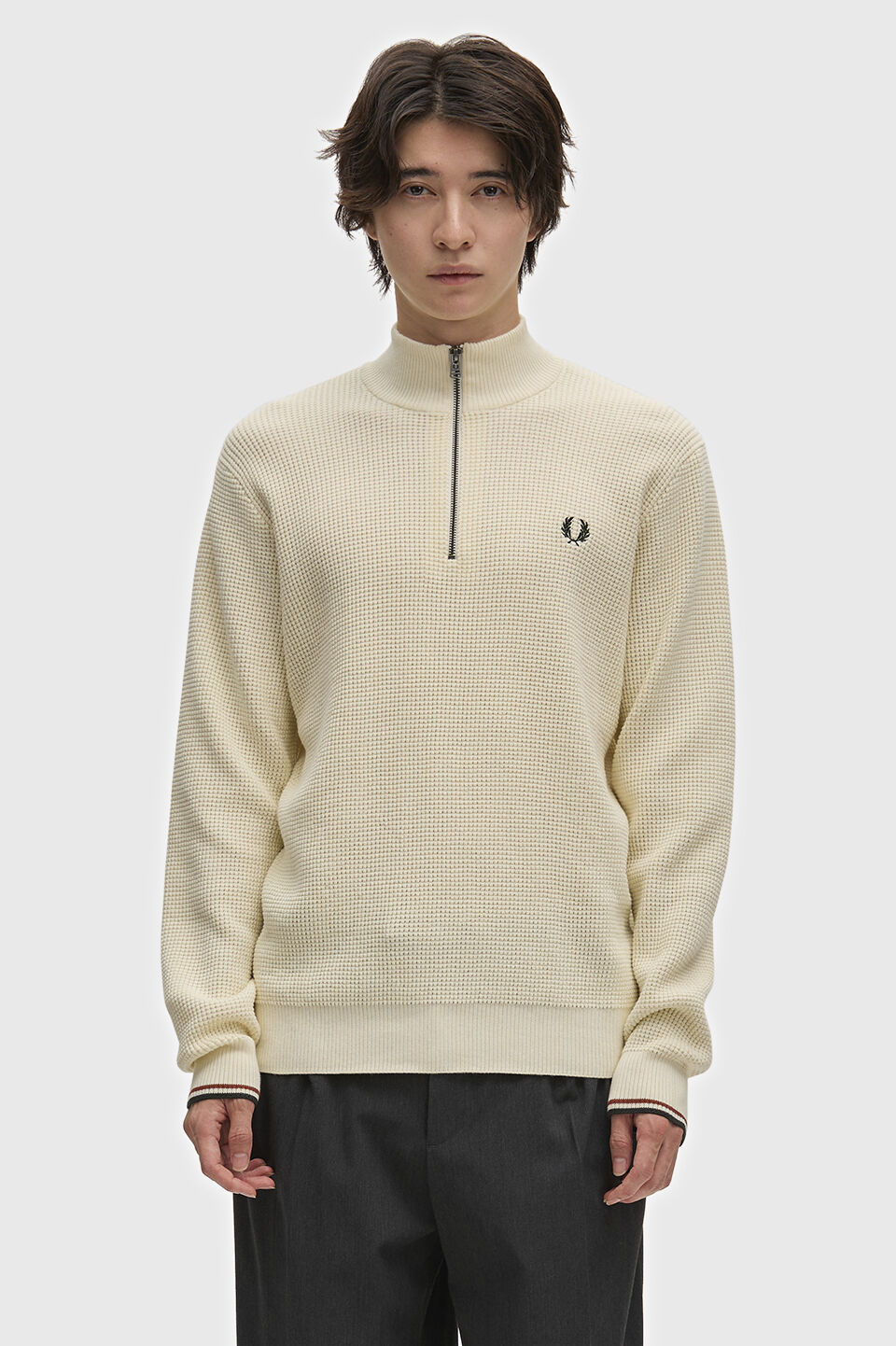 FRED PERRY 「FRED PERRY／Waffle Stitch Half Zip Jumper／ワッフルステッチハーフジップニット」|ニット・セーター|