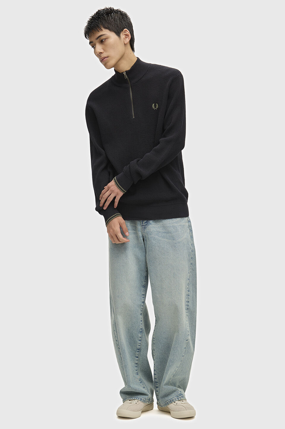 FRED PERRY 「FRED PERRY／Waffle Stitch Half Zip Jumper／ワッフルステッチハーフジップニット」|ニット・セーター|