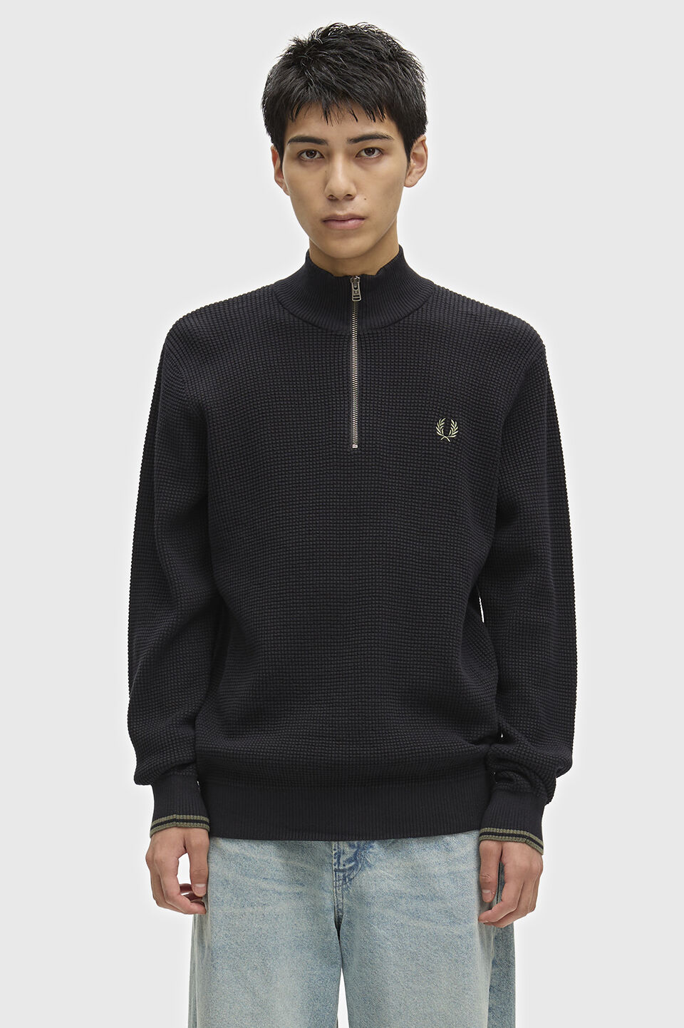 FRED PERRY 「FRED PERRY／Waffle Stitch Half Zip Jumper／ワッフルステッチハーフジップニット」|ニット・セーター|