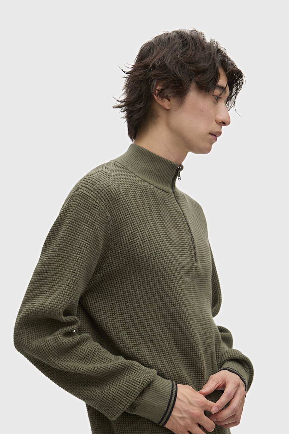 FRED PERRY 「FRED PERRY／Waffle Stitch Half Zip Jumper／ワッフルステッチハーフジップニット」|ニット・セーター|