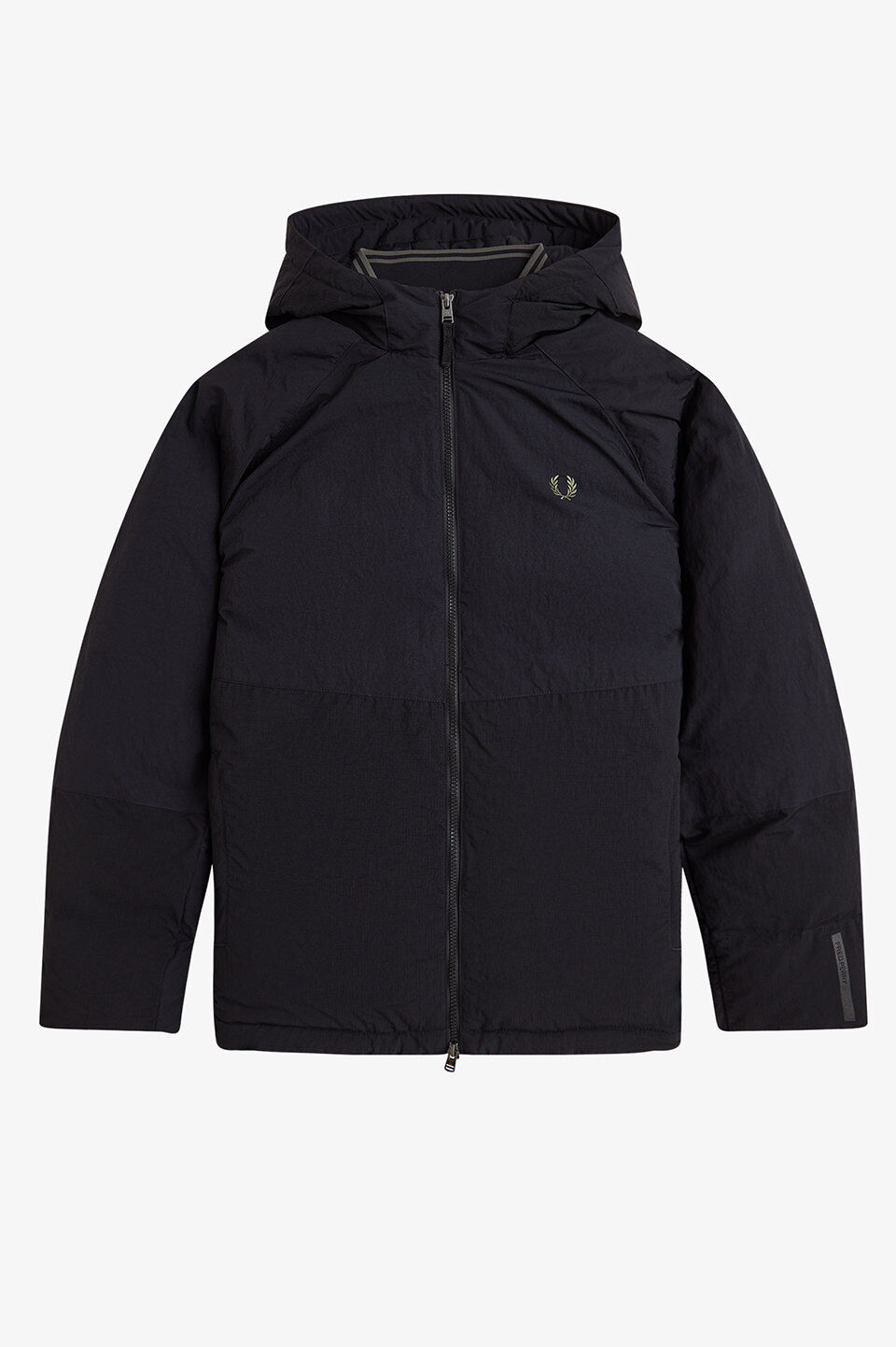 FRED PERRY 「FRED PERRY／Fabric Block Padded Jacket／ワンポイントロゴ フーデッドパデッドジャケット」|ブルゾン・スタジャン|